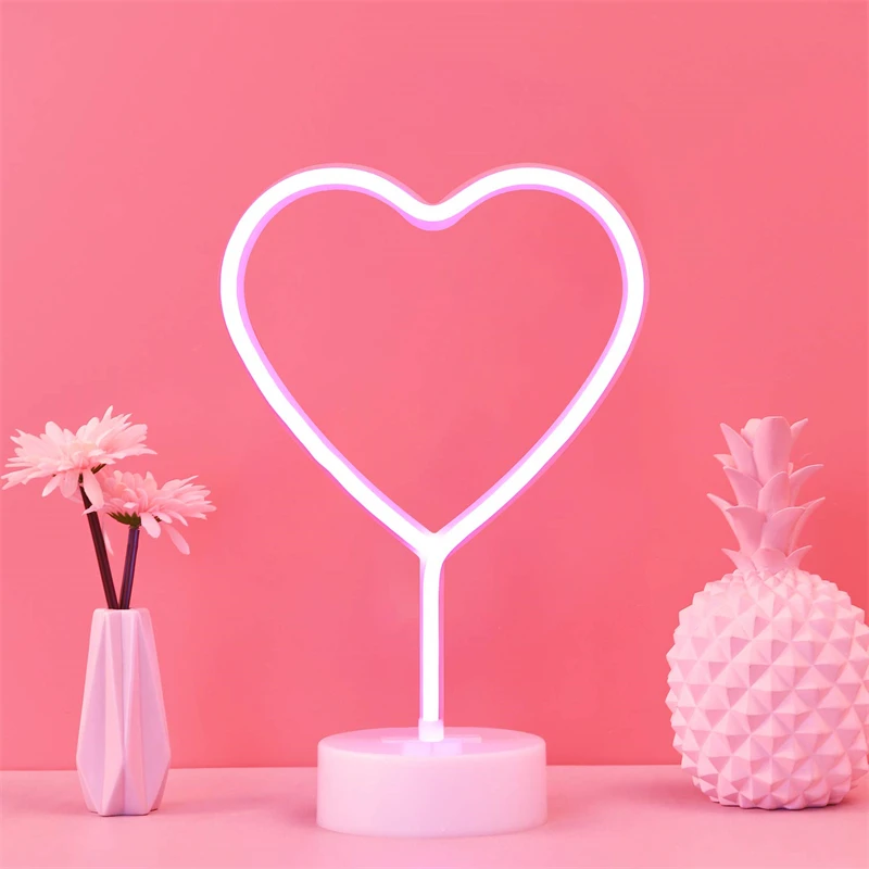 

Neon Heart Love Lights Battery Operated Lamp USB Powered LED Light for Bedroom Party Home Decoration Lamp Valentine's Day Gift