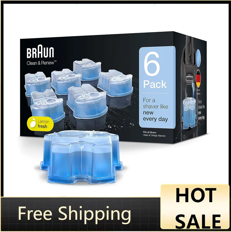 

Braun Clean & Renew Refill Cartridges CCR, Replacement Shaver Cleaner Solution for Clean&Charge Cleaning System, Pack of 6
