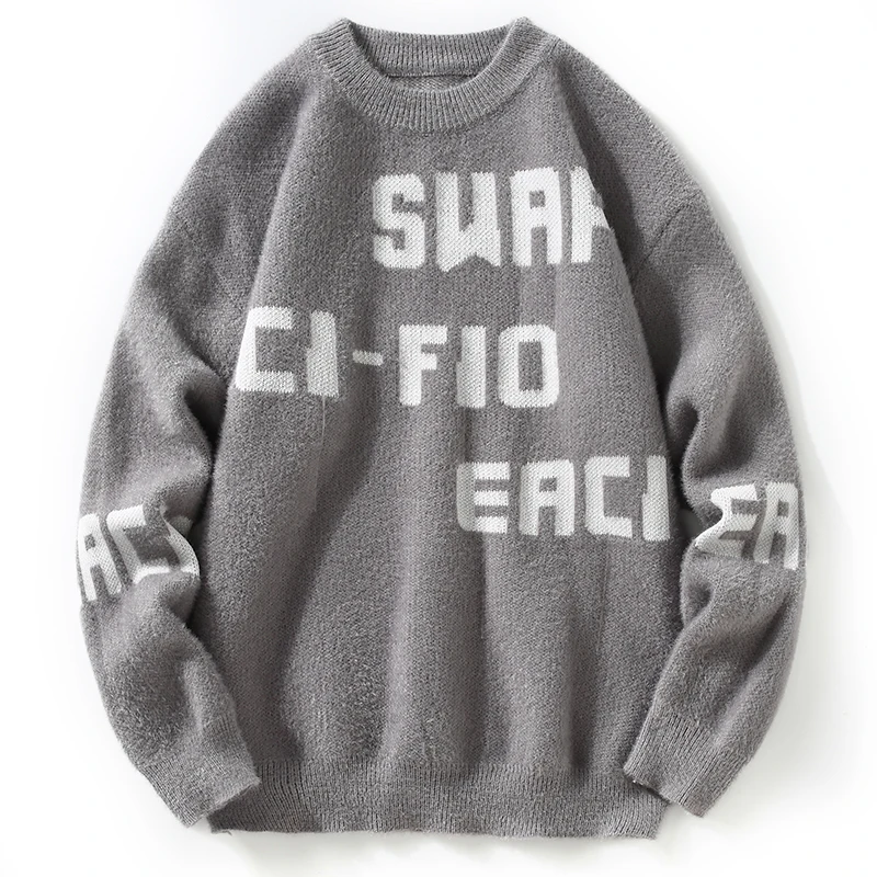 Y2K Clothes Men Hip Pop Knitted Men‘s Sweater Male Letter Printed Streetwear Spring Winter Oversized Casual Pullover Sweater