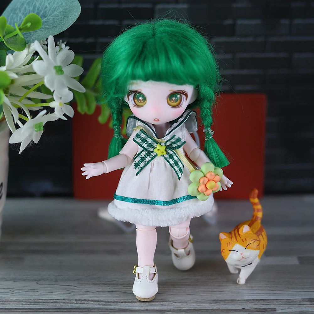 Фото Сказочная игрушка 13 см OB11 Maytree, кукла с челкой, коллекционная Милая Повседневная стильная кавайная игрушка, фигурки, подарок на день рождения для детей №4