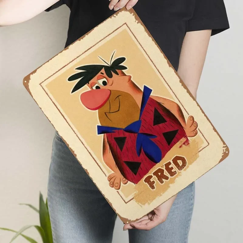 Фред флинстон мультяшный металлический постер украшение для спальни винтажный