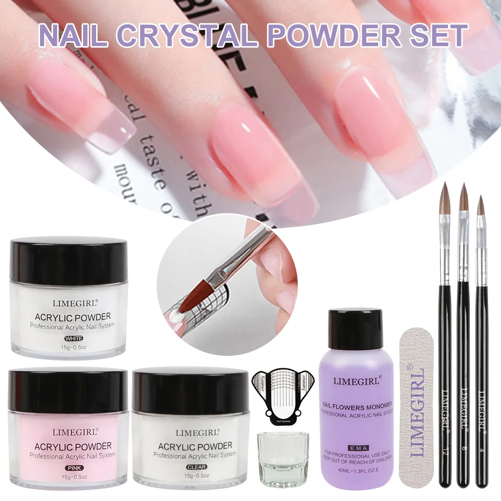 

Nail Acrylic Powder and Liquid Monomer Kit Nail Extension Carving Manicure Tool Nails Art Decoration Set