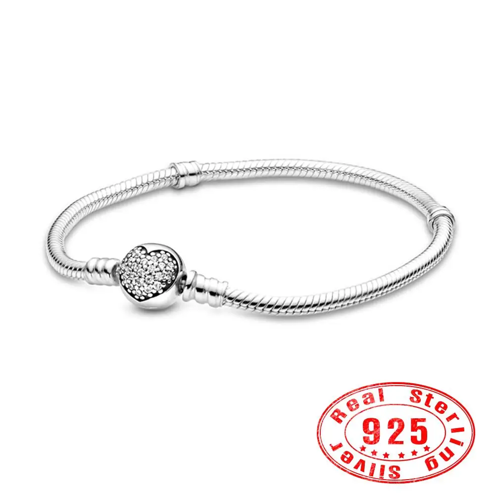 Браслет-цепочка со змеиным плетением и застежкой в виде сердца - купить по