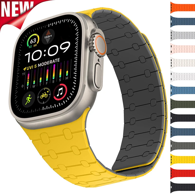 z silikonową pętlą do Apple Watch Band Ultra 2 49 mm 44 40 42 41 45 Bransoletka magnetyczna IWatch Series 9 8 7 6 SE 5 4