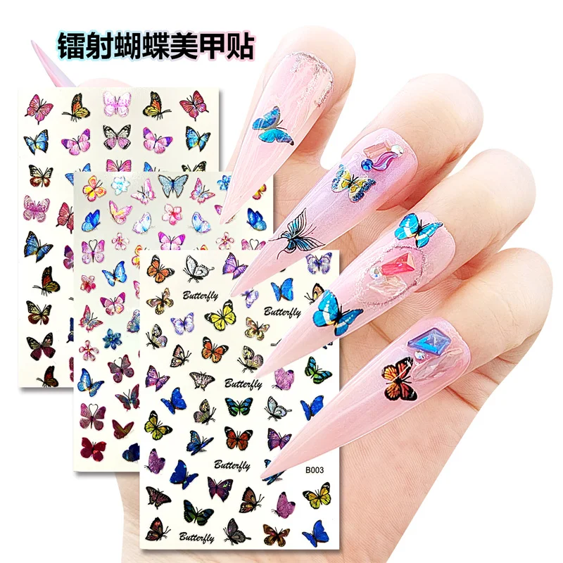 

1Sheet Colorful Nails Art Stickers Butterfly/Rose/Flowers/Love Heart Designer Shape Nail Decals Sticker DIY Manicure Accessories