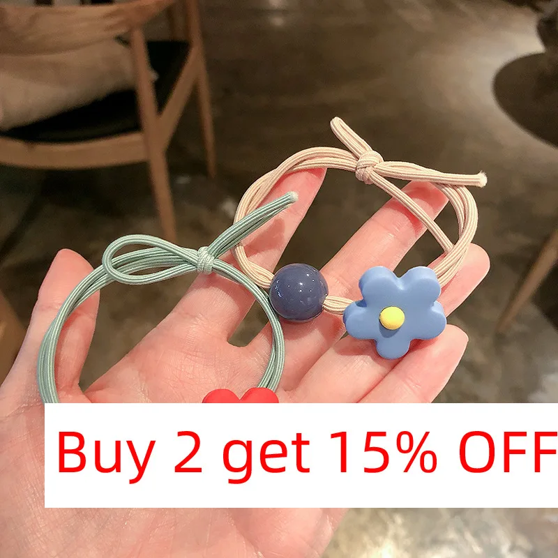 Новейшие девушки волос десны летние цветочные бусины амулеты эластичные волосы