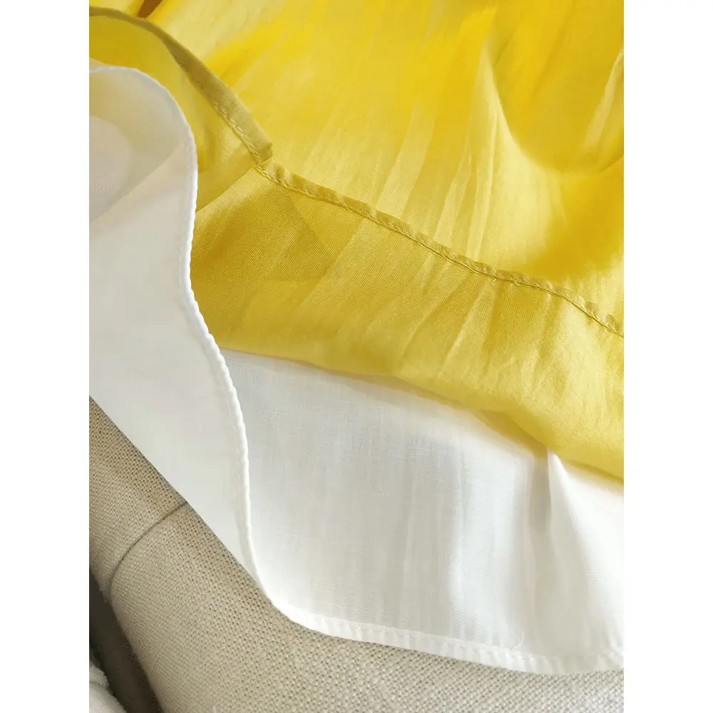 Женская рубашка с вышивкой на пуговицах в стиле ретро желтый Улучшенный