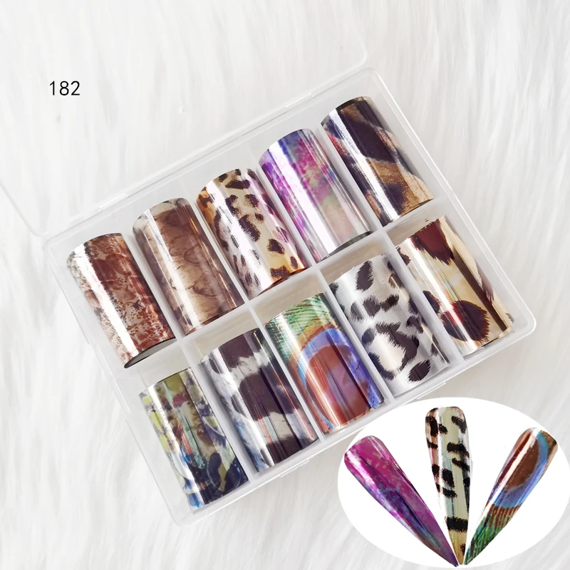 

Нет. 182 Заводская Фольга для переноса животных, фольга для ногтей, наклейка для дизайна ногтей, искусство ногтей, наклейка, украшение для ног...