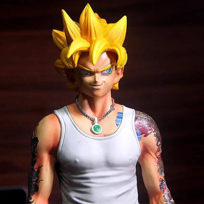 

30cm Bandai Dragon Ball Son Goku Anime Figures Toys Pvc Model Super Saiyan Action Figma Yellow Hair Collector Dbz Juguetes Model