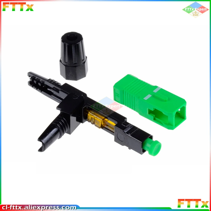 SC APC Fast Connector Embedded SC adapter 100pcs FTTH SC APC Connector support 0.9mm 2.0mm 3.0mm FTTH Flat Cable Fast/Quick