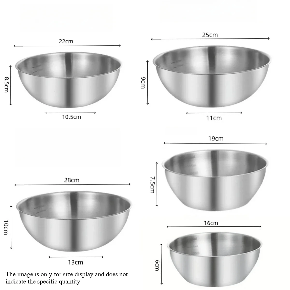 

Круглая салатница из нержавеющей стали 16/19/22/25/28 см, золотая/серебристая
