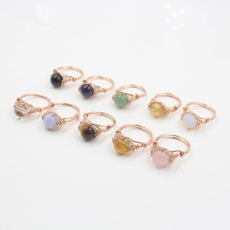 

Crystal Ring Couple Jewelry Adjustable Nice Gift Natural Brass DIY Natural Handmade Fashion Party Decorate