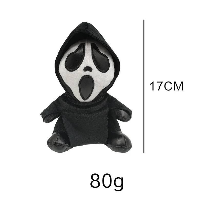 

17cm Hot Black Ghostface Cartoon Cute Tricky Plush Toys Stuff Soft Girls Boys Christmas Halloween Birthday Gift For Kids Adults