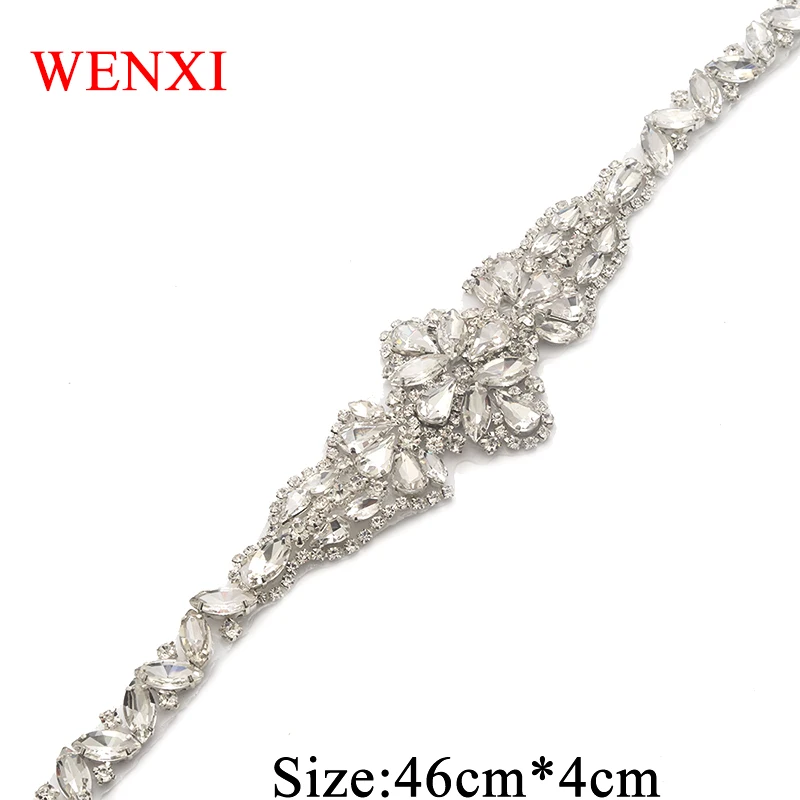 

WENXI 10 шт Стразы Аппликации розовое золото Кристалл для свадебного платья Пояс аксессуары из стразов WX869