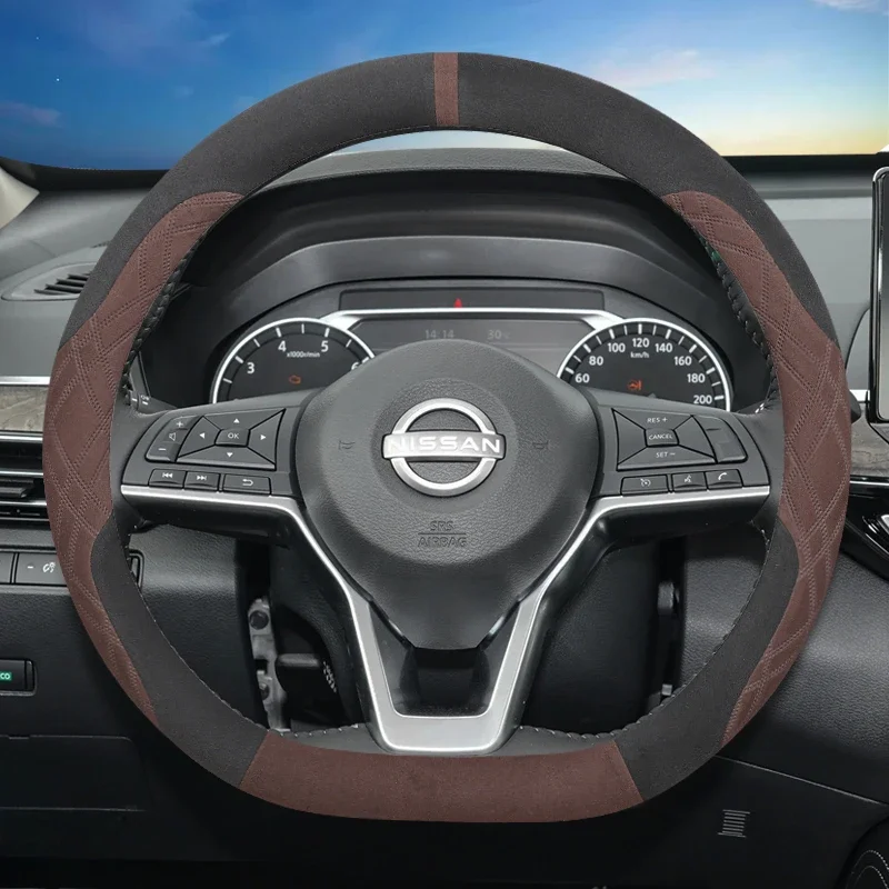 

Замшевый кожаный чехол на руль автомобиля D-типа для Nissan X-Trail 2018-2024 Versa 2020-2023 Pathfinder 2022-2025, аксессуары