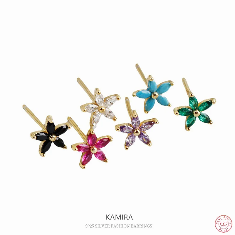 

Женские серьги-гвоздики из серебра 100% пробы с разноцветными кристаллами