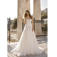 luojo elegant wedding dress a line strapless sleeveless backelss bridal gown vestidos de novia custom made for c