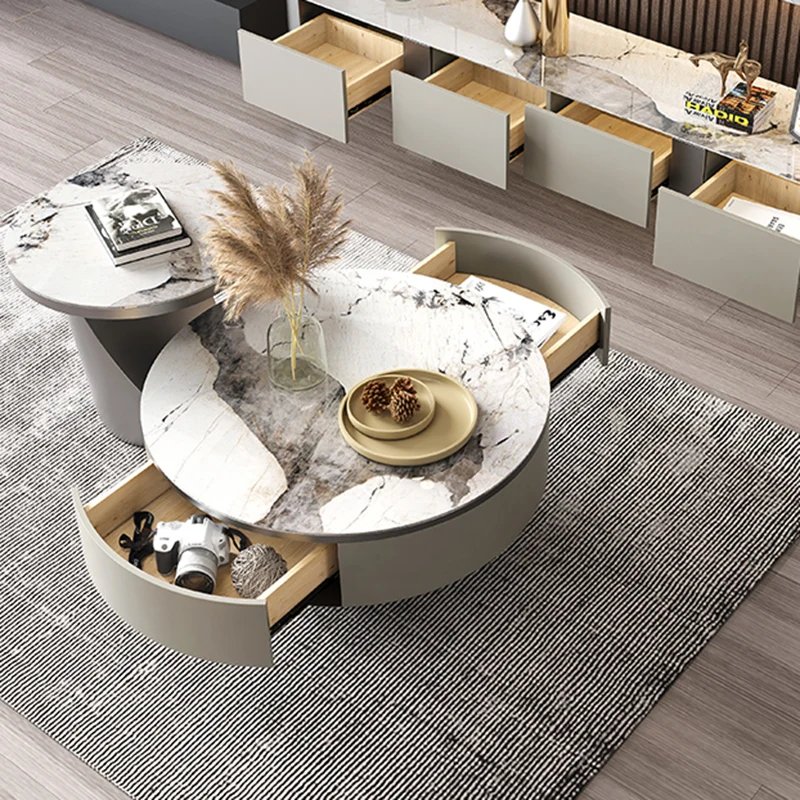 

Nordic Luxury Coffee Tables Living Room Metal Low Minimalist Side Table Set Of Round Stainless Steel Table Basse Home Furniture