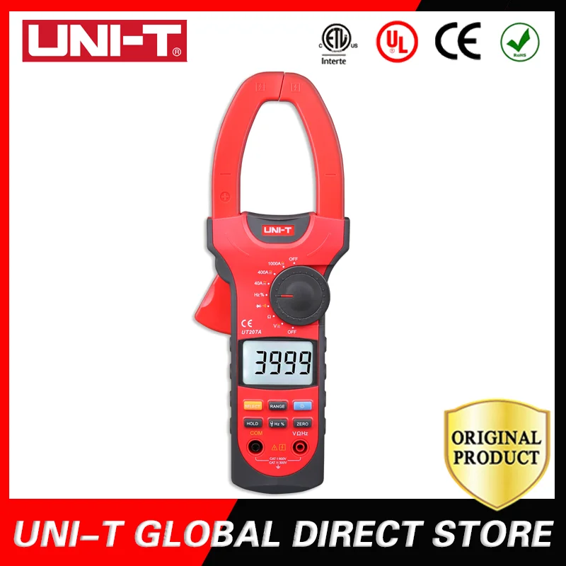 

UNI-T 1000A Digital Clamp Meters Frequency Measure Multimeters Auto Range Capactance Resistance UT207A