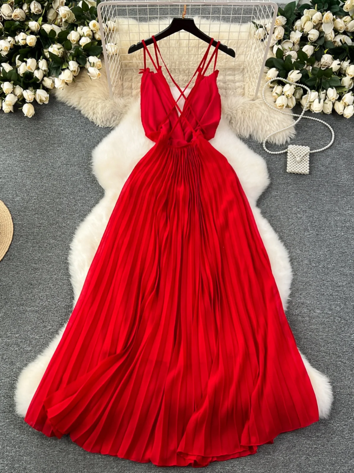 Платье Foamlina женское на бретельках модное элегантное пляжное длинное