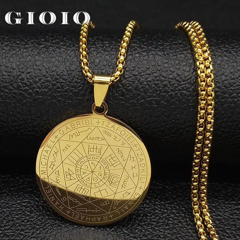 

GIOIO Witchcraft Pentagram Stainless Steel Chain Necklace for Men Gold Color Necklaces & Pendants Jewelry Collier Homme