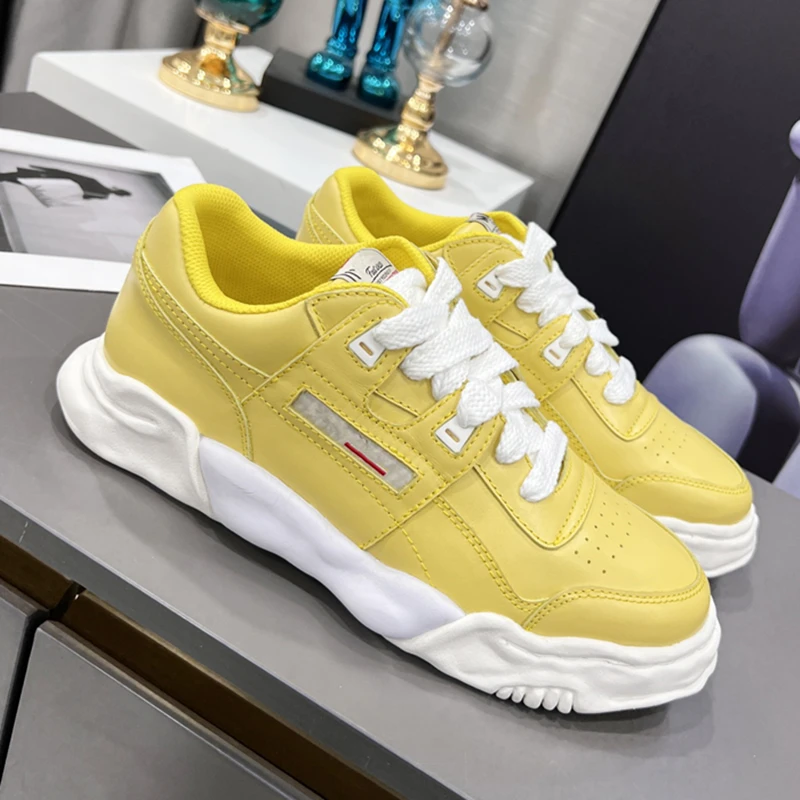 

Japanese Cowhide Dissolution Mmy Thick Bottom Sneaker Trend Couples Shoes Leather Women Shoes Men Tennis Shoes Running Unisex