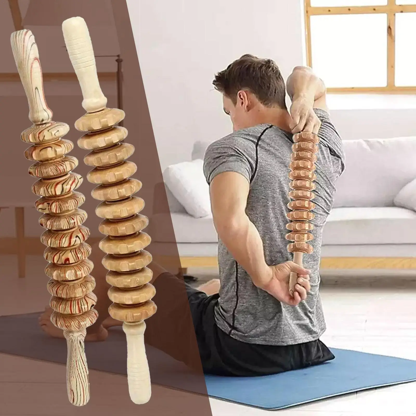 

Wood Therapy Roller Massage Tool Handheld Cellulite Anti Drainage Lymphatic Cellulite Stick Release Point Muscle Trigger Ro X4Y3