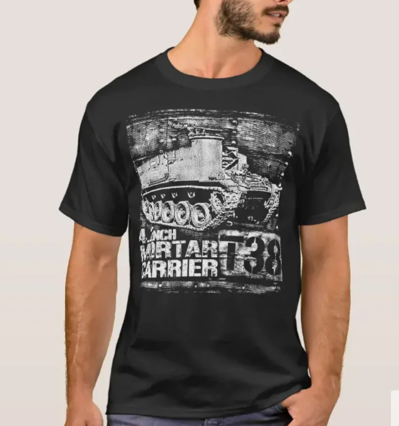 

Американская самоходная футболка WW II T38 4,2 дюйма для переноски ступы. Летняя Хлопковая мужская футболка с коротким рукавом и круглым вырезом...