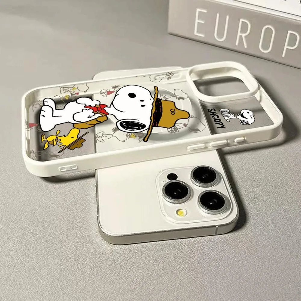 Новый аниме-чехол для телефона Snoopy Magsafe, защитный чехол для iPhone 17 Air 16 15 14 Plus 13 Pro Max, TPU, с беспроводной зарядкой, подарок для девочек (art.: 3920db9fb679f) - 3920db9fb679f