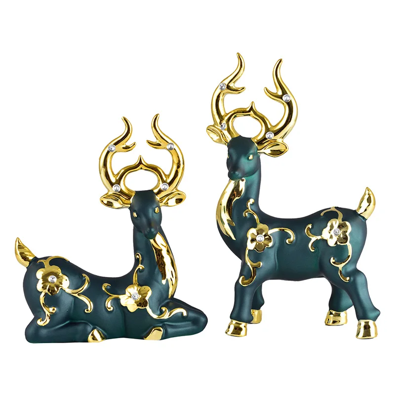 y nowoczesny wazon ceramiczny Lucky Deer sztuczne ozdoby kwiatowe strona główna salon pulpit umeblowanie rzemiosło figurki Fengshui dekoracja