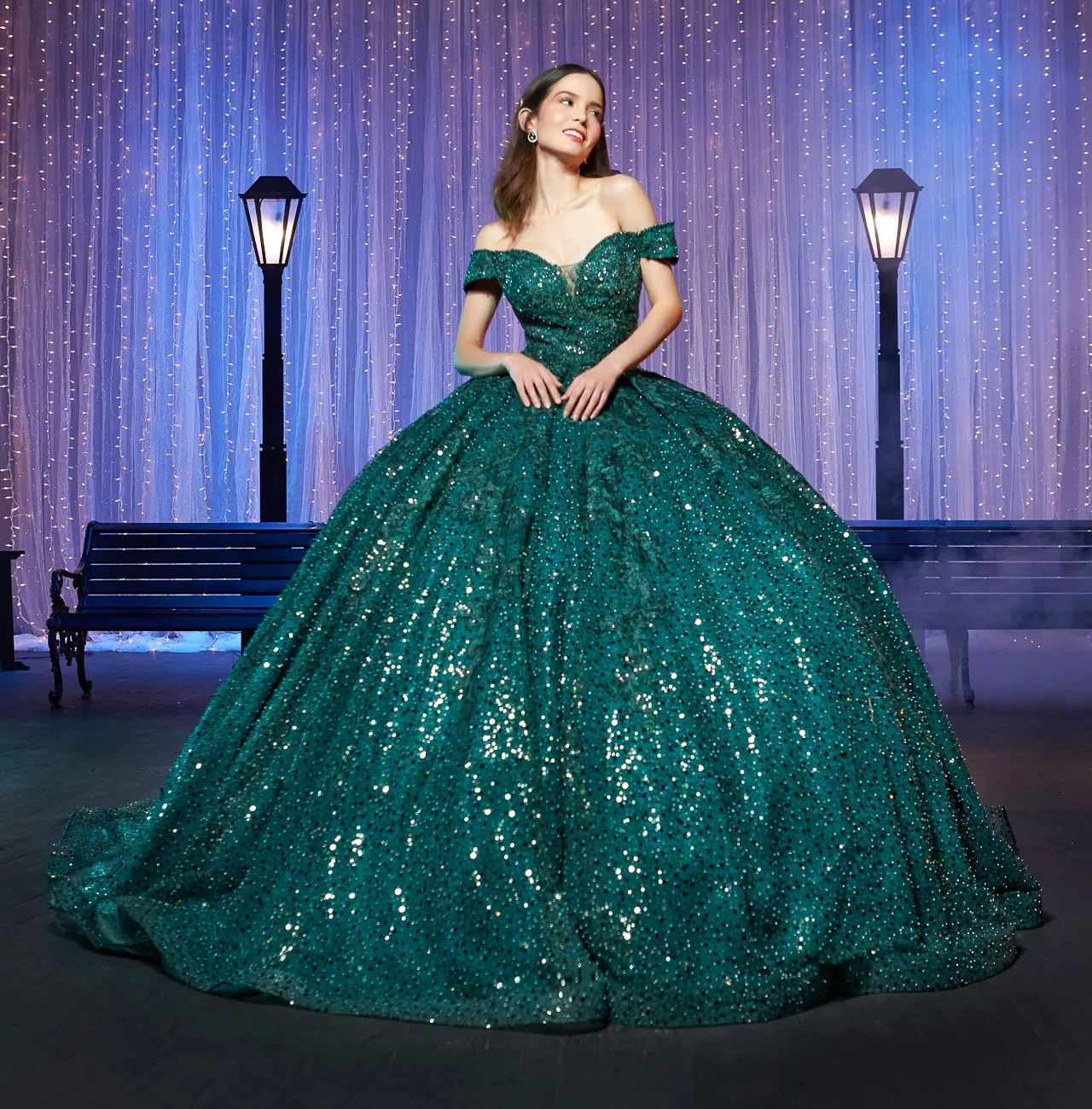 

Teal Charro Quinceanera Dresses Ball Gown Off The Shoulder Sequins Pearls Puffy Mexican Sweet 16 Dresses 15 Anos