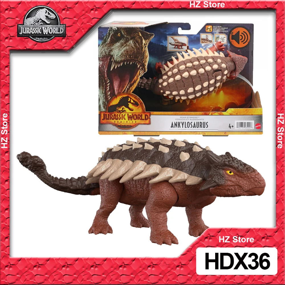 

Jurassic World Dominion Roar Strikers Ankylosaurus Dinosaur Action Figure with Roaring Sound and Attack Action Toy Gift HDX36