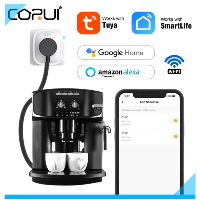 CORUI WiFi Smart Plug Socket EU 1/2/3/4 PCS Smart Life Remote Control Home Appliances Work With Alexa Google Home No Hub Require