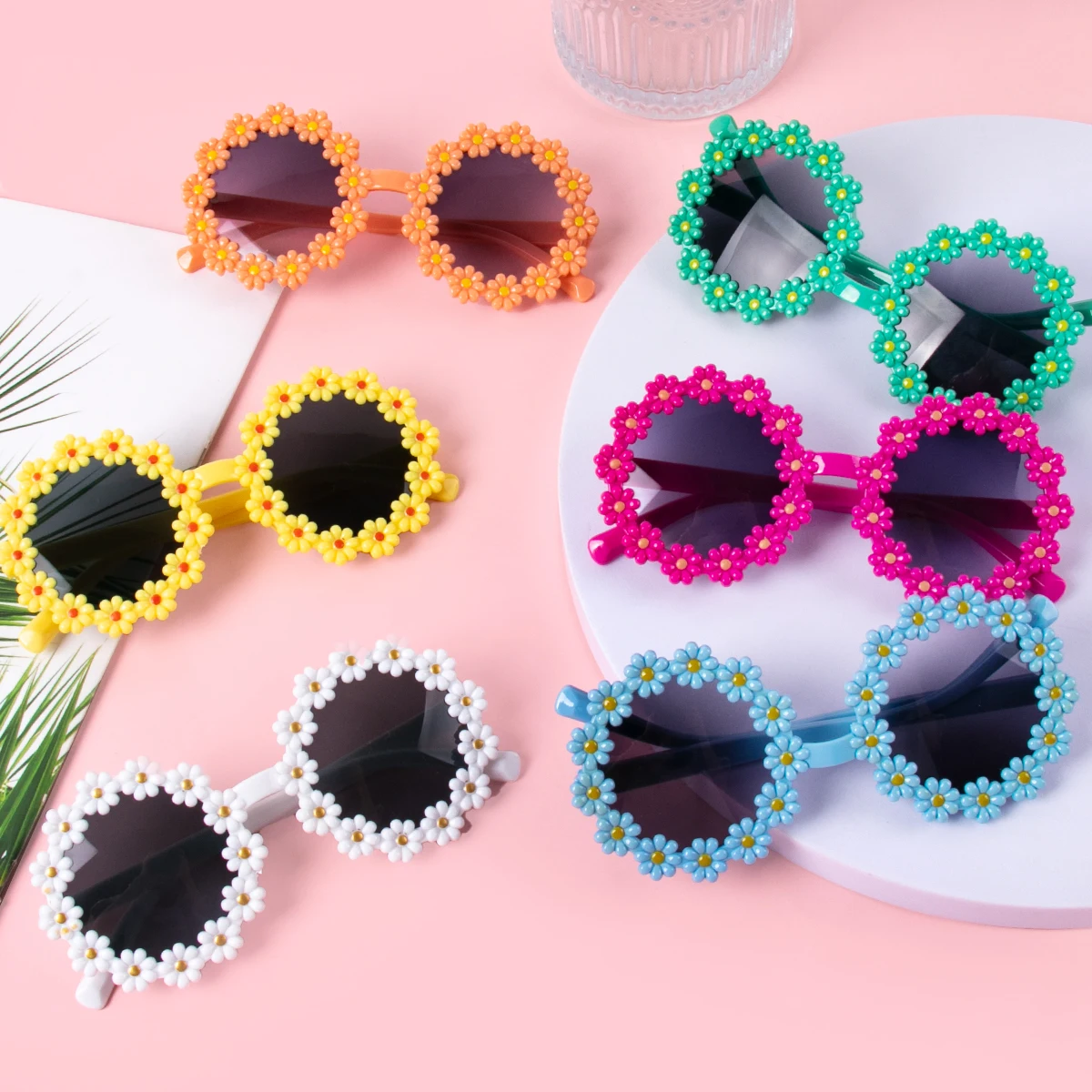 Очки с цветком ромашки солнцезащитные очки цветочным украшением для гавайского