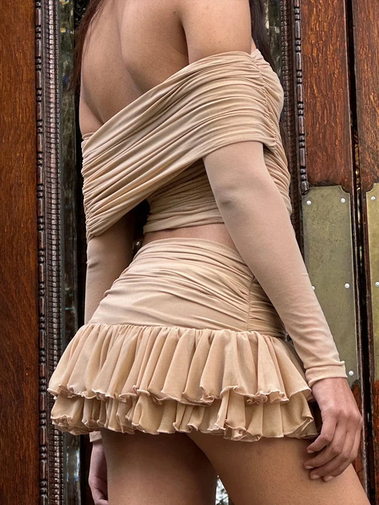 Absobe сетчатый двухслойный укороченный топ с открытыми плечами и длинными