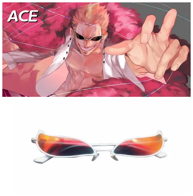 ACE Donquixote Doflamingo Same Style Cosplay Glasses Anime PVC Men's and Women's Sunglasses Funny Christmas Party Gift