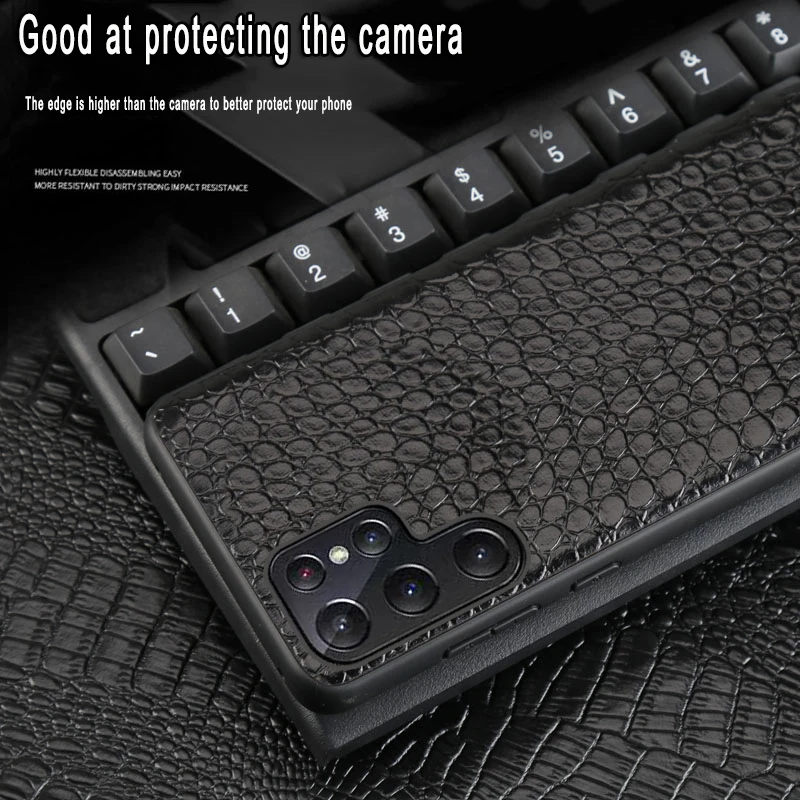 For Samsung Galaxy S22 21 20 ultra s21fe s10e leather phone case All-inclusive lens Phone Case Crocodile skin Back Cover cases enlarge
