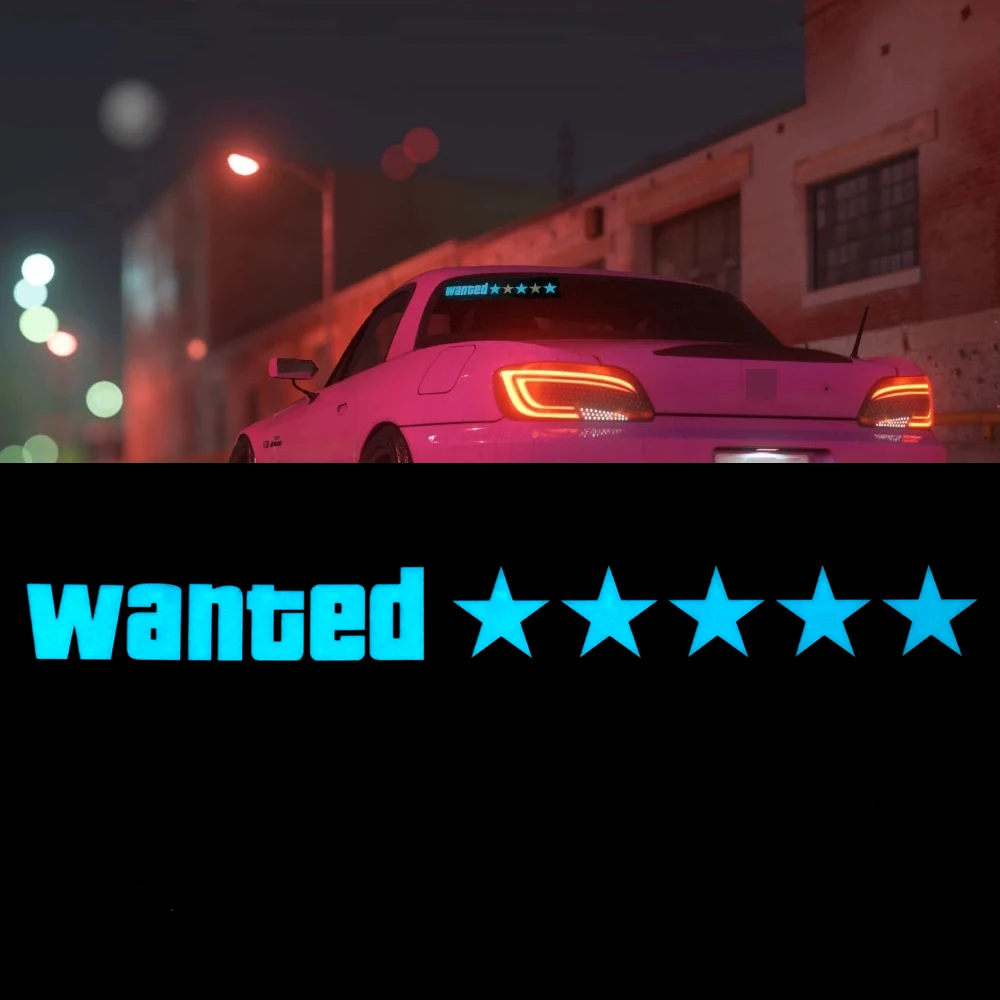 Wanted 5 Star Logo LED Interior Decorative Light Car Rear Window Windshield Sticker Styling Lamp Strip Decoration Accessories