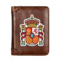 100 genuine leather men wallets reino de espa%c3%b1a design printing real cowhide wallets for man short purses portefeuille homme