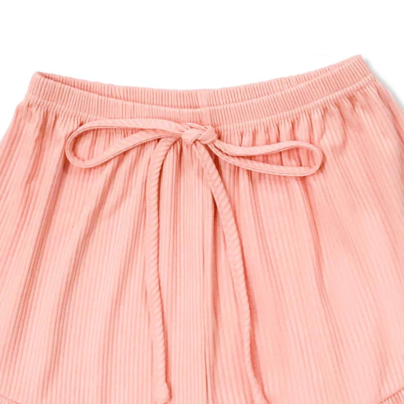 QWEEK Sexy Sleepwear Summer Pajamas Set with Shorts  for Women Soft Comfortable Casual Pijamas Solid Home Wear Underwear