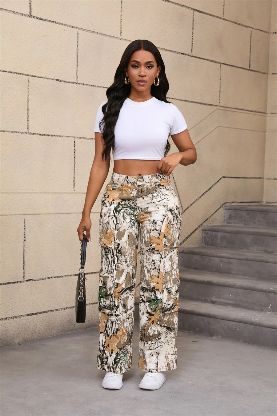 Benuynffy осенние повседневные широкие джинсовые брюки с несколькими карманами и