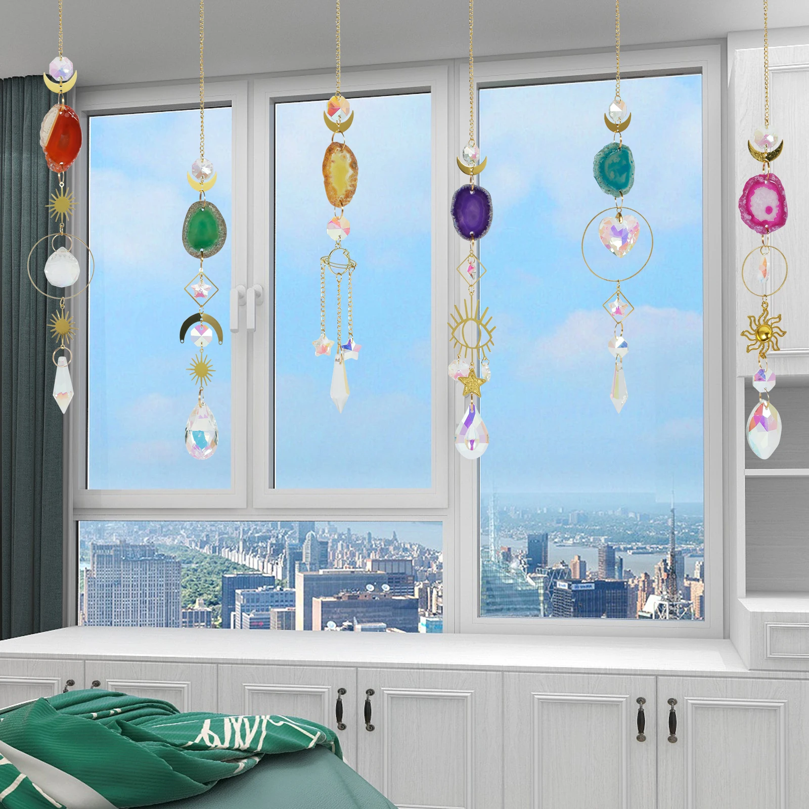 

L 6Pcs Crystal Sun Catcher Hanging Sun Catcher Decoration Delicate Crystal Prism Pendant Crystal Suncatcher Ornaments for