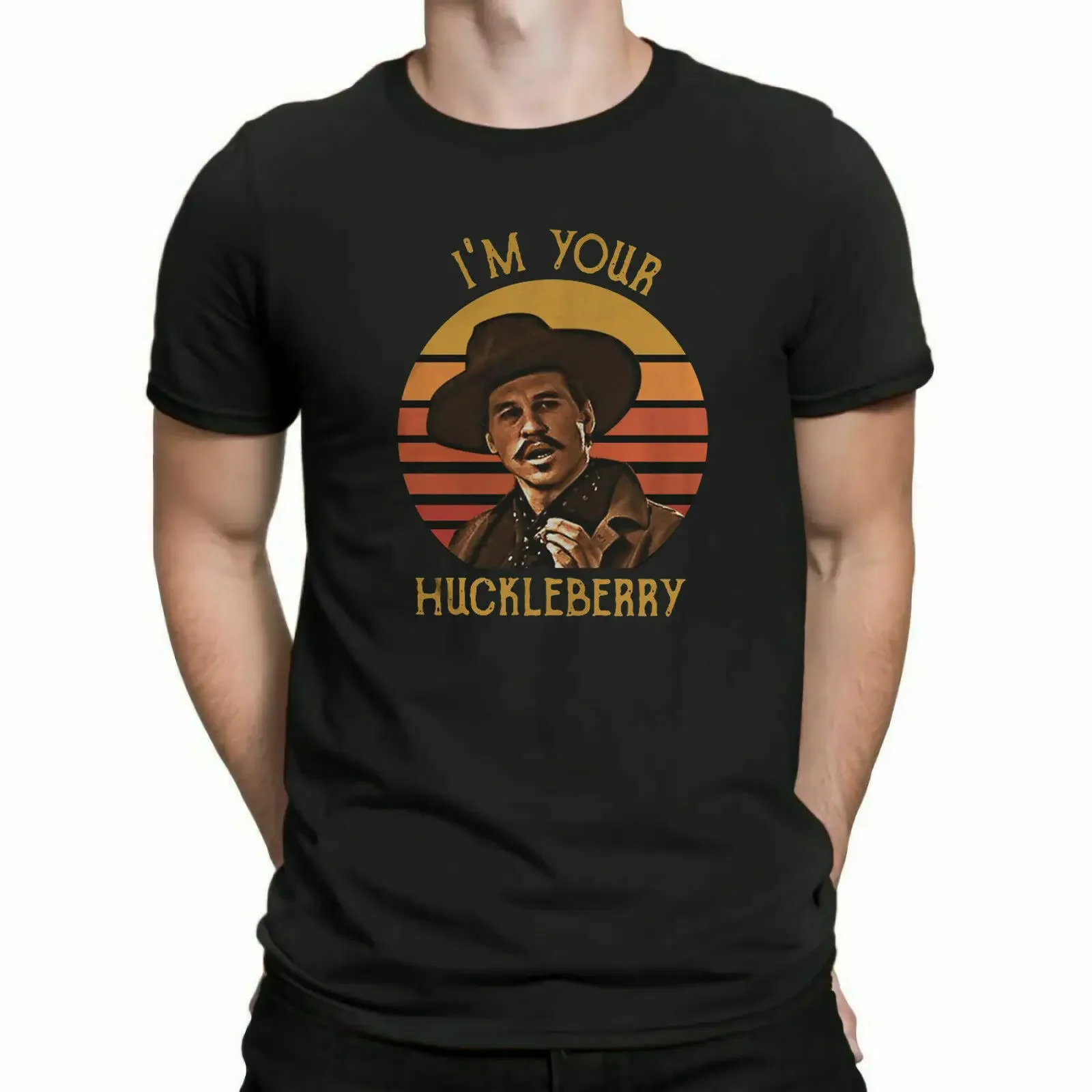 Винтажная мужская хлопковая черная футболка Doc Holliday Tombstone I'M Your Huckleberry