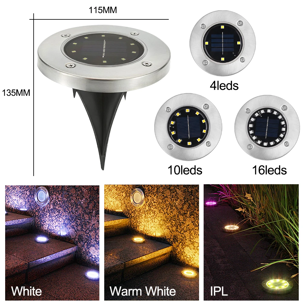 

Disc Solar Buried Light Outdoor Waterproof Landscape Lawn Lighting Garden Driveway Walkway Light Automatic Charging in Sunlight