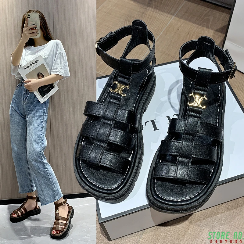 

Summer Gladiator Ladies Sandals Thick-soled Roman Style Fashion 2022 New Low-heel Leisure Vacation Elegant and Comfortable