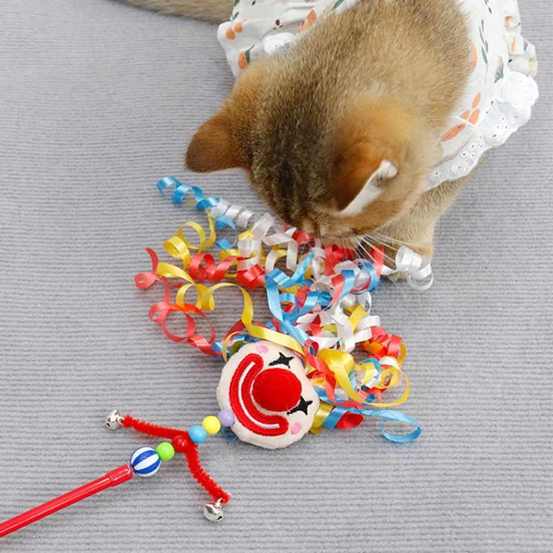 Новинка забавная палочка для кошек клоуна игрушки интерактивные шарики волос