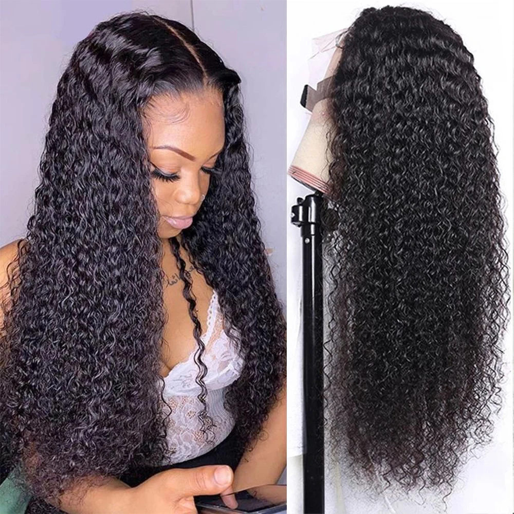 Karbalu Human Hair Lace Frontal Wigs Curly Human Hair Wig Indian Kinky Curly Lace Front Human Hair Wigs 13X4 HD Lace Frontal Wig