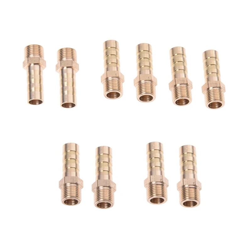 

10PCS Brass 8Mm Air Gas Pipe Hose Barb 1/8 Inch PT Male Thread Joints Fittings
