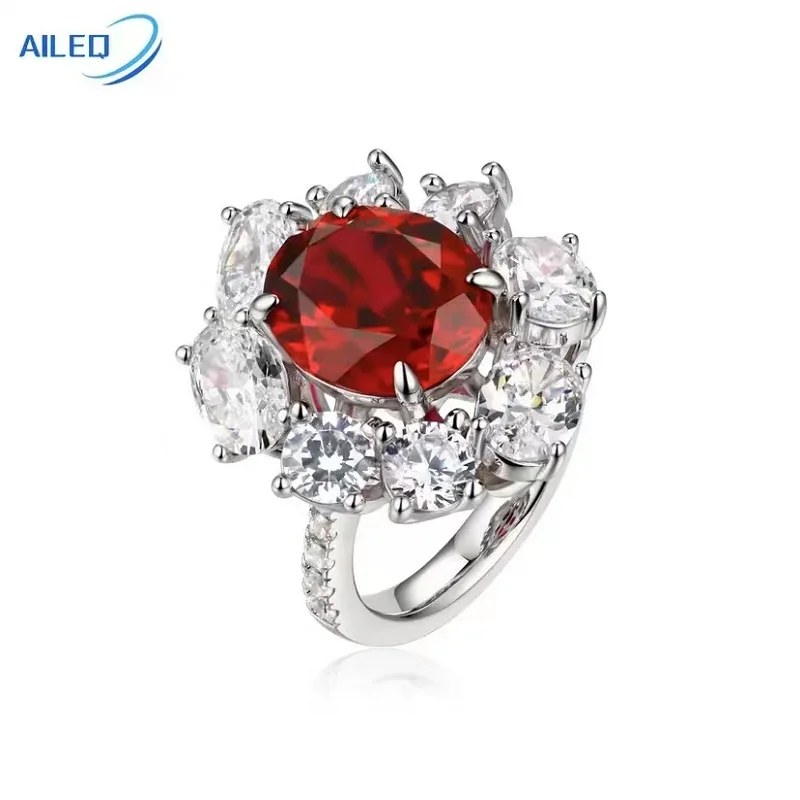 

925 Silver Synthetic Zircon Ring Pigeon Blood Red-Fashion Light Luxury Classic-Dove Egg--Female Ring