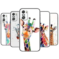 watercolor giraffe painting phone case for xiaomi redmi 11 lite pro ultra 10 9 8 mix 4 fold 10t black cover silicone back prett